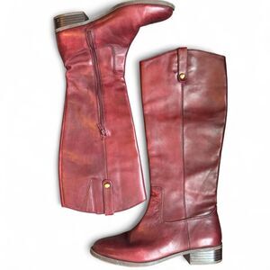 INC International Concepts Fawne Burgundy Leather Tall Boots Womens 8 Riding